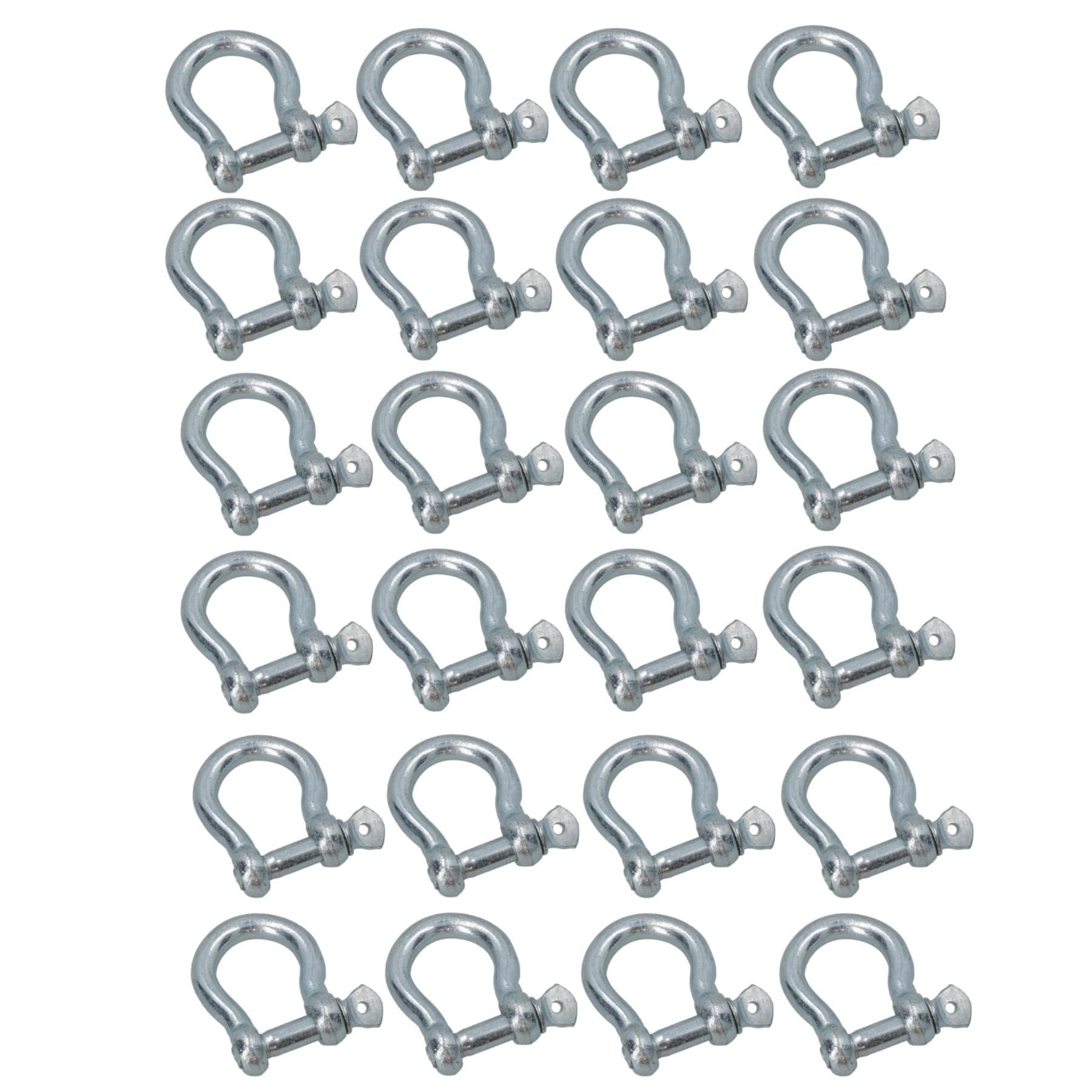 AB Tools 12mm Galvanised Bow Shackle 24 Pack Single Shackle Link Chandlery Boat Yacht
