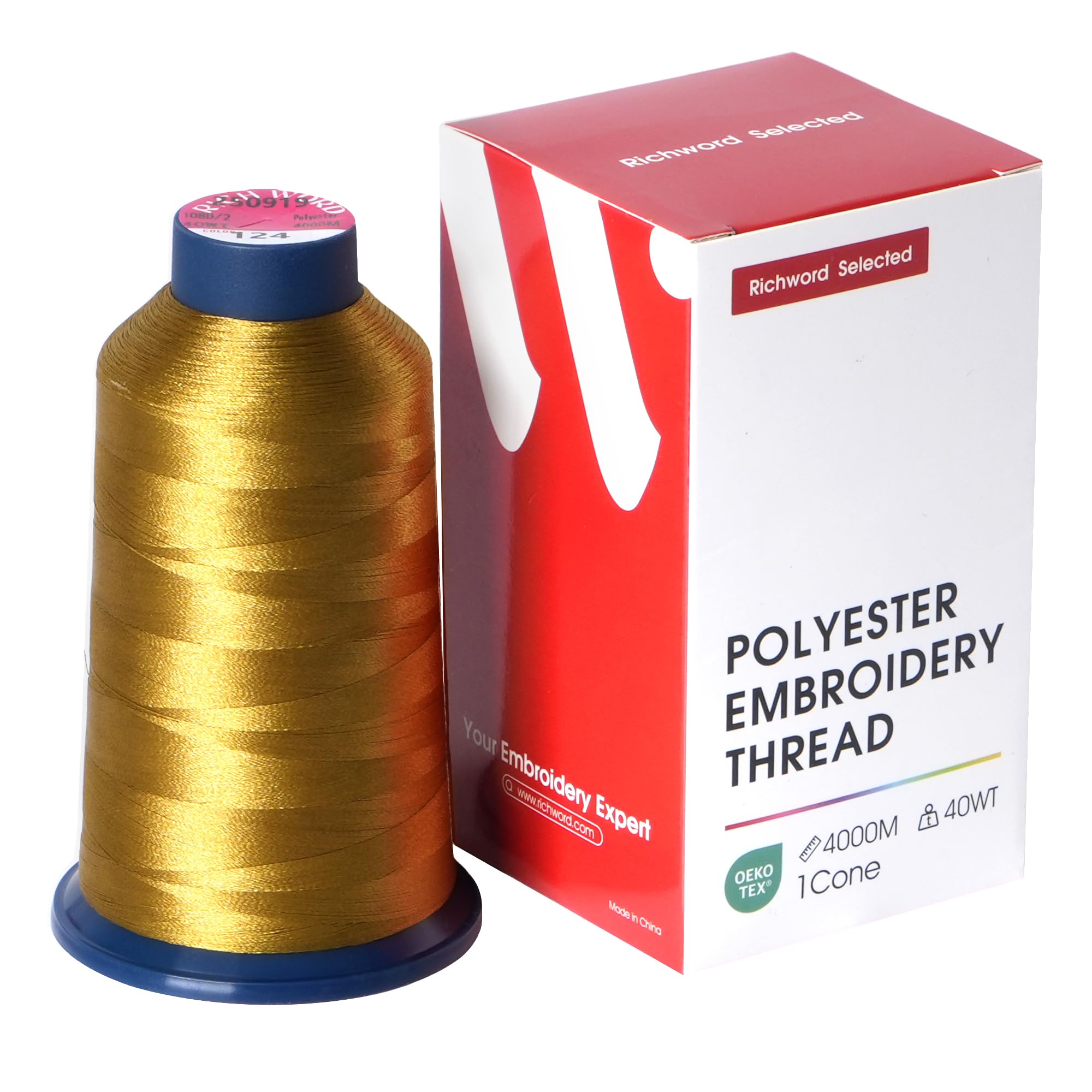 Richword Selected Brown Embroidery Thread 4000M(4374Y) 40WT Polyester Thread for Commercial Multi Needles and Single Needle Embroidery Machine 0124