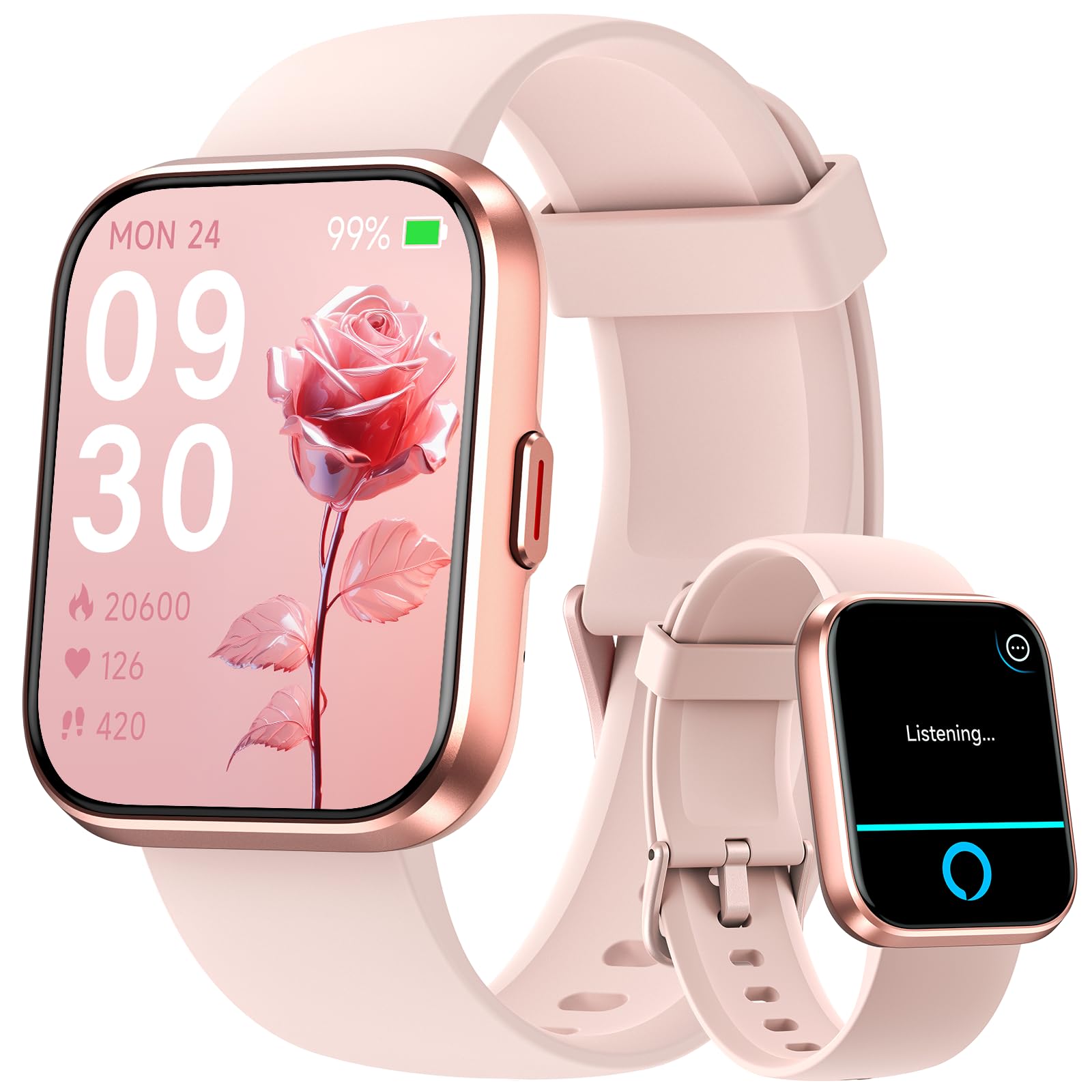 Reloj Inteligente Mujer con Llamadas y Alexa Incorporada,1.8" Smartwatch Mujer con Pulsómetro/sueño/SpO2,WhatsApp Notificaciones,110+ Modos Deportivos,Reloj Deportivo Impermeable IP68 para Android iOS Certificado ClimatePartner