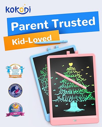 Vista 130 de KOKODI Tableta de escritura LCD, regalos para niños y niñas de 3 años, tableta de dibujo colorida de 10 pulgadas, almohadillas de dibujo Azul