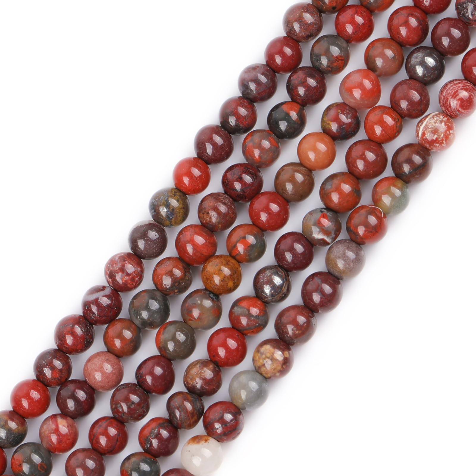 GEM-INSIDE CREATE YOUR OWN FASHIONNatural 4mm Red Poppy Flower Jasper Stone Round Gemstone Semi Precious Beads for Jewellery Making 15"