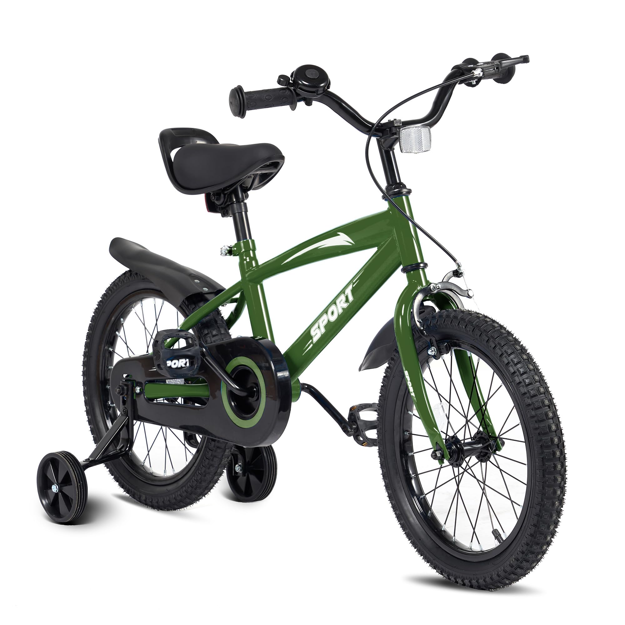 BODIOO Bicicletta per bambini 14 pollici, bicicletta per ragazzi e ragazze con ruote di supporto, telaio stabile, sedile regolabile, freno a mano e freno a contropedale, adatta per conducenti da 94 a