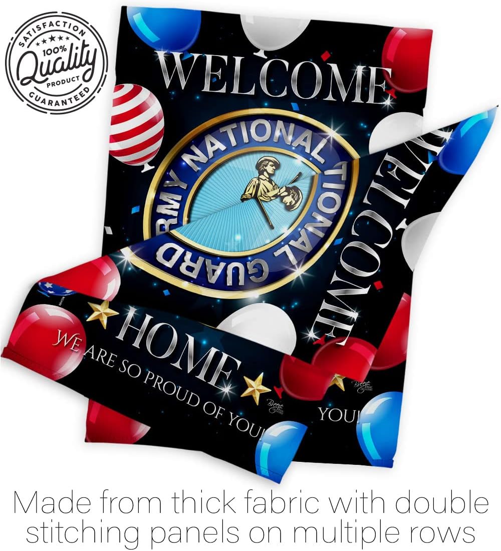 Breeze Decor Welcome Home Army National Guard House Flag-Armed Forces Rangers United State American Military Veteran Retire Official Decoration Banner Small Garden Yard Gift Double-Sided, Made in USA