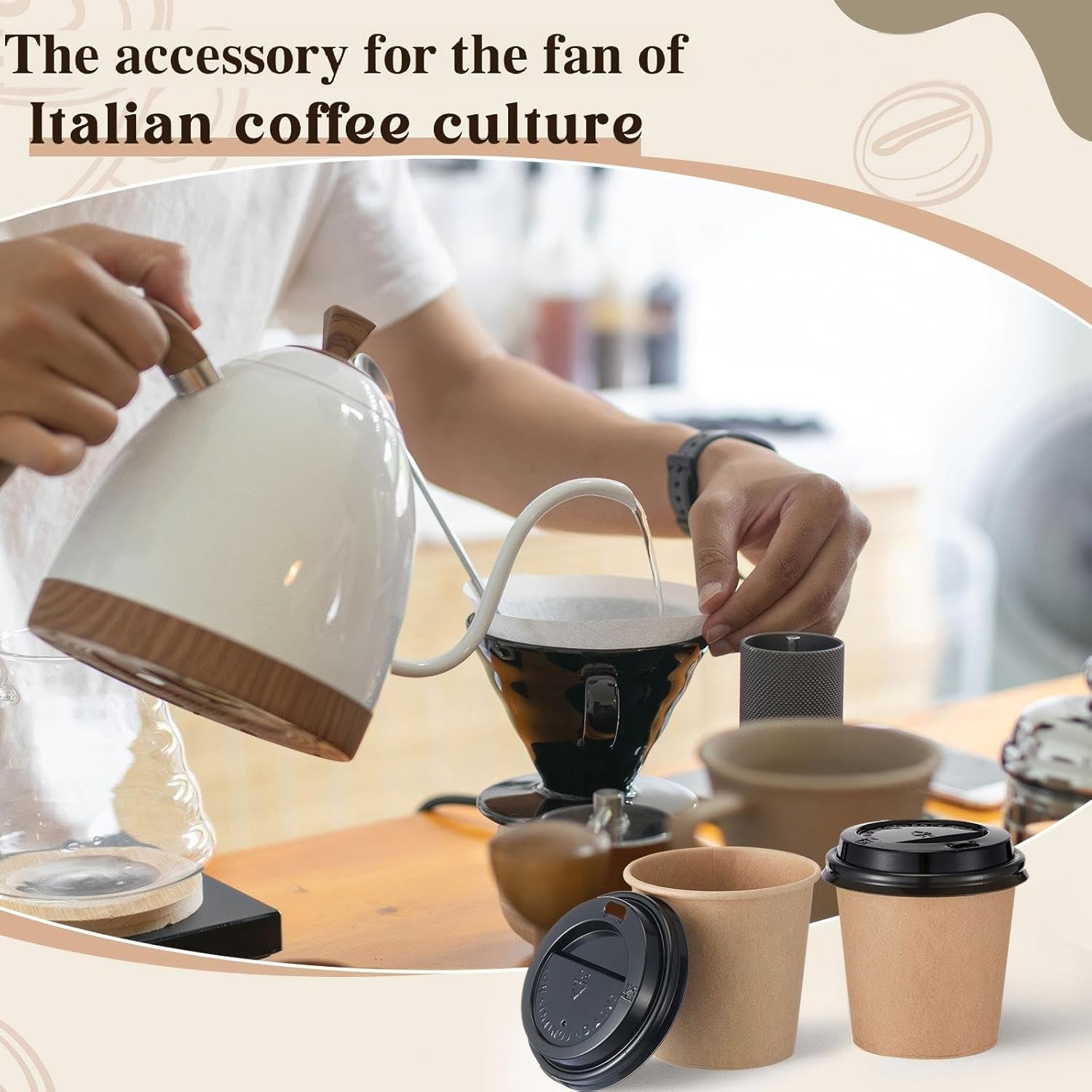 100 Sets 4 oz Disposable Espresso Cup with Lids Mini Coffee Paper Shots Cups for a Double Shot, Espresso, Tea, Hot Chocolate and Cold Beverages for Travel Office