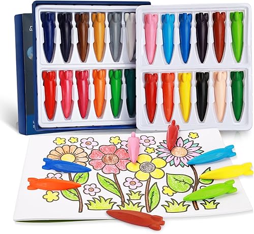 Crayones lavables para niños pequeños, 24 colores para niños, niñas, preescolares, niños pequeños de 1 a 3 años, crayones para niños, no tóxicos,