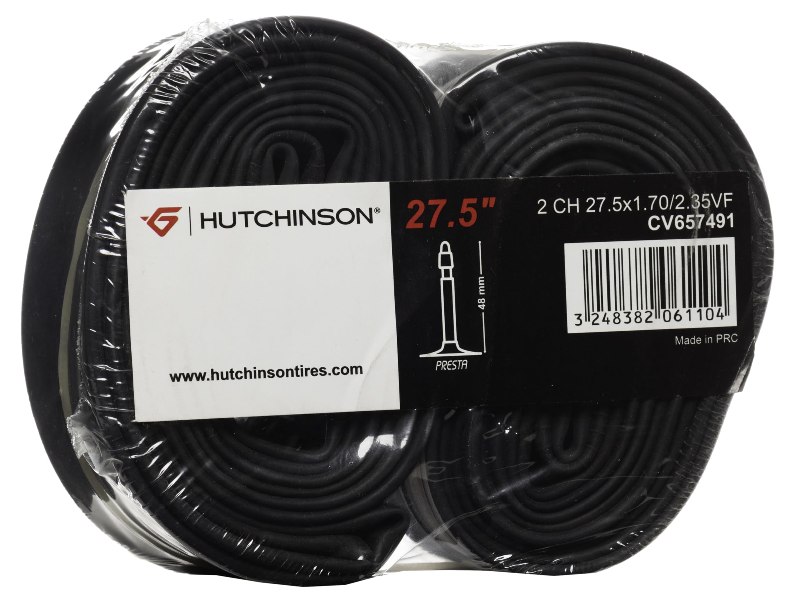 Hutchinson Pack of 2 Inner Tubes – Presta Valve (48mm) – 27.5 x 1.70/2.35