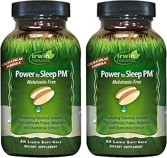 Power to Sleep PM Melatonin-Free – Natural Sleep Support with Ashwagandha, Magnesium, GABA & L-Theanine – Promotes Calm Mind, Restful Sleep & Well-Being – 50 Soft-Gels (2 Pack)