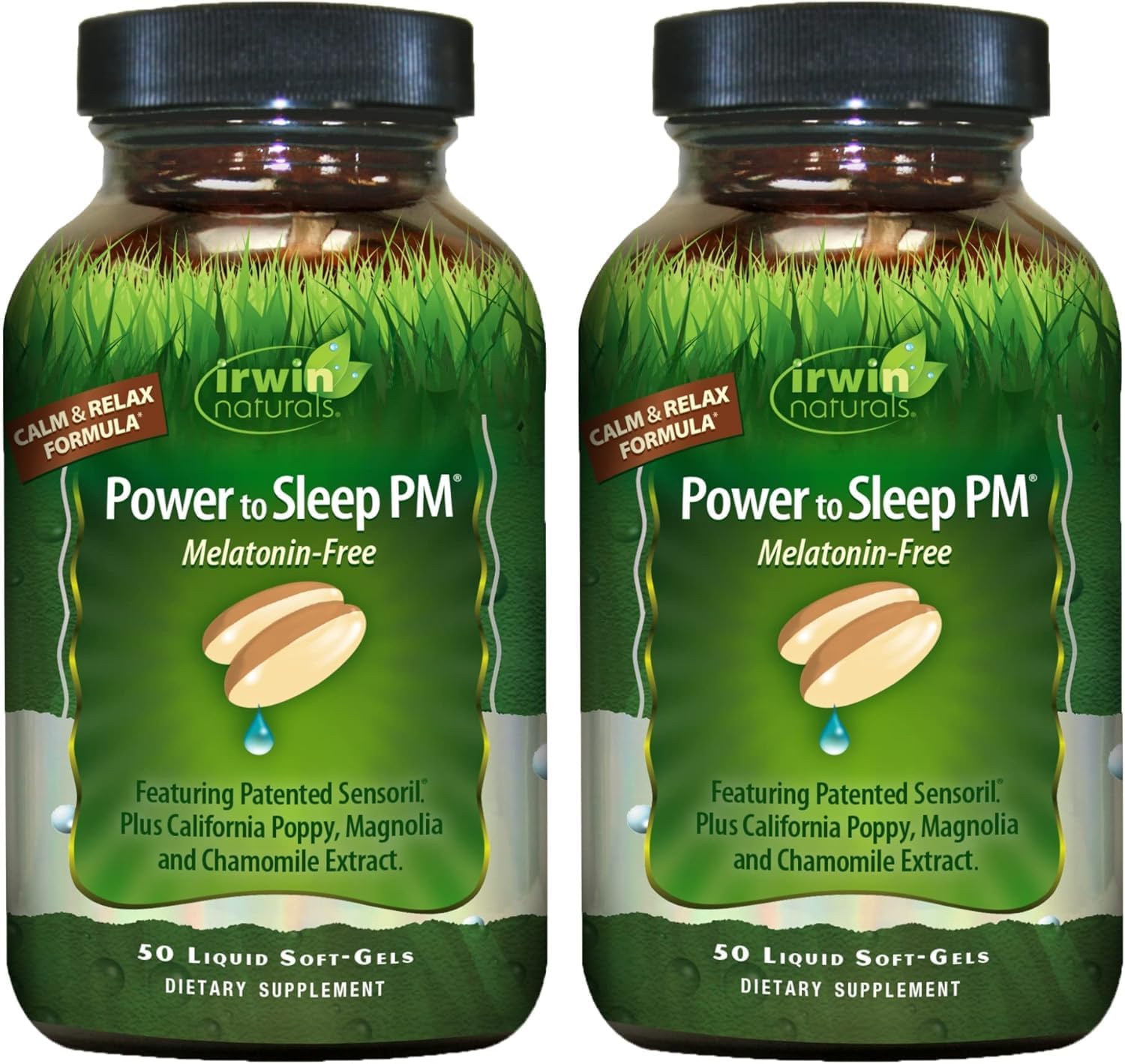 Irwin Naturals Power to Sleep PM Melatonin-Free – Natural Sleep Support with Ashwagandha, Magnesium, GABA & L-Theanine – Promotes Calm Mind, Restful Sleep & Well-Being – 50 Soft-Gels (2 Pack)