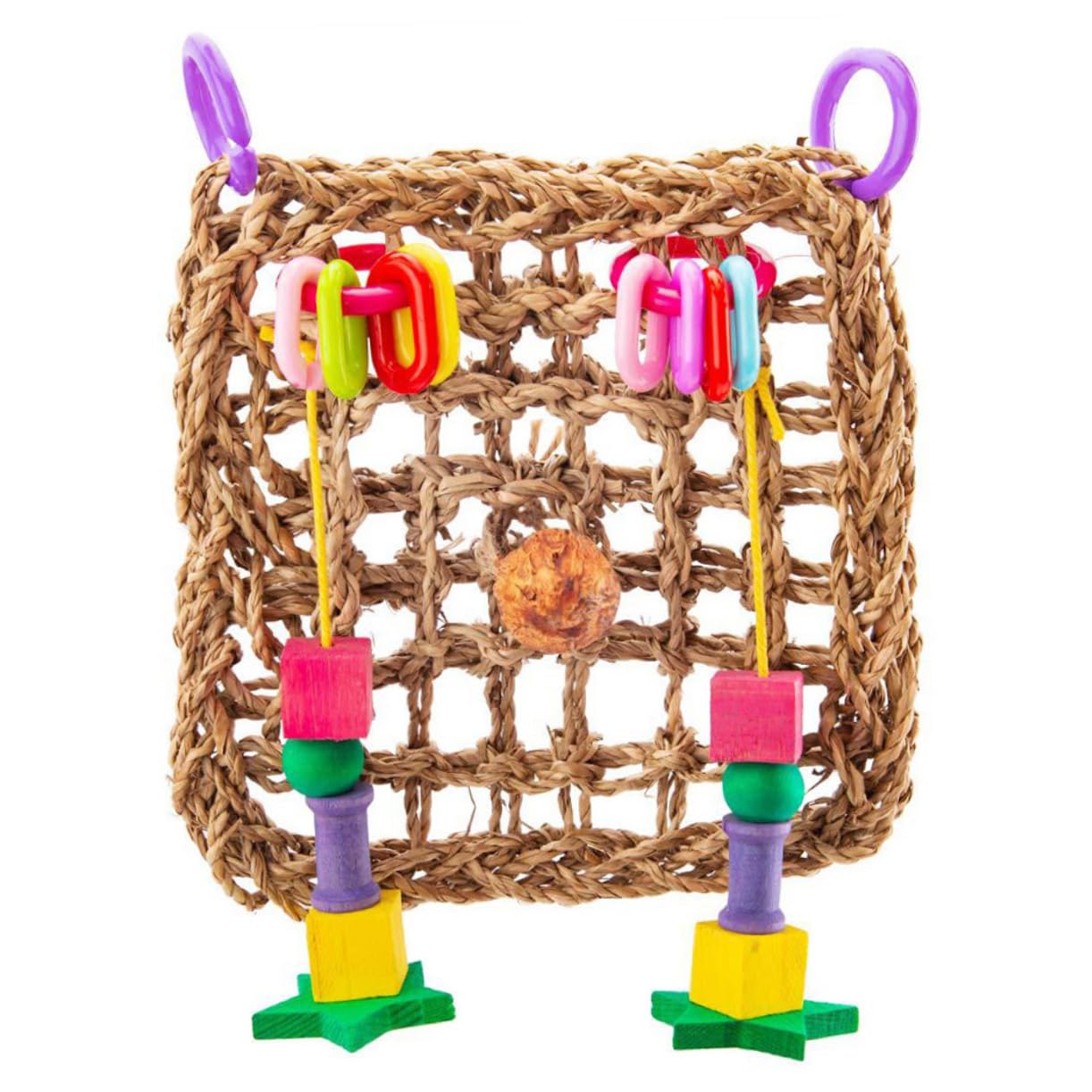 BESTonZON Hanging Swing Bird Climbing Net Interactive Chewing Accessory for Parrots Finches and Lovebirds Safe and Easy to Install Pet Hammock for Exercise and Play