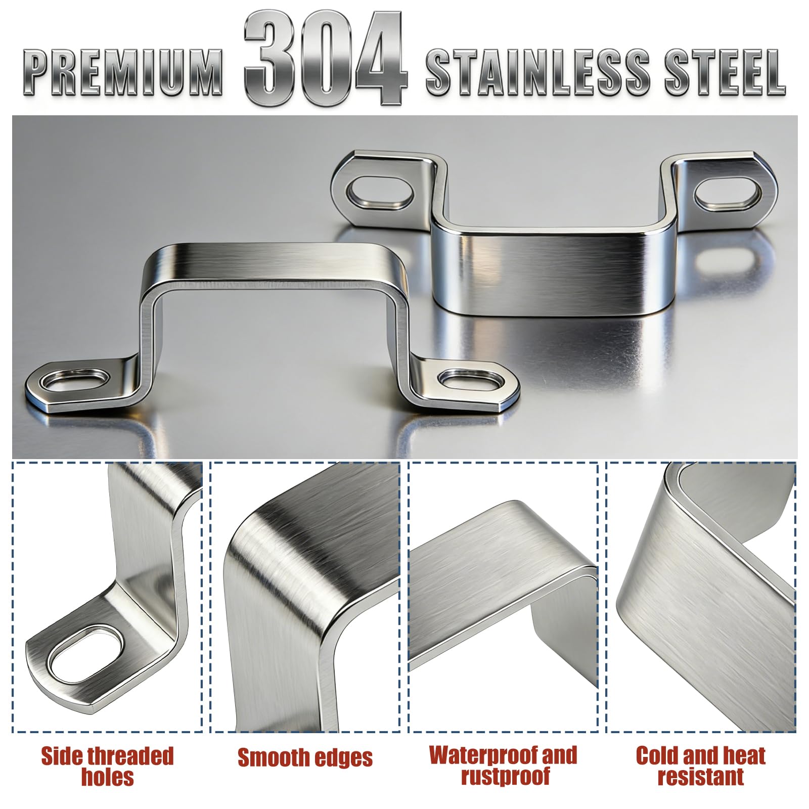 8pcs Abrazadera Cuadrada 60×40mm Abrazaderas Tubo Metalicas Cuadradas para Tubo Rectangular Apto Puertas de Entrada Ventanas Y Sistemas de Suministro Agua - 5