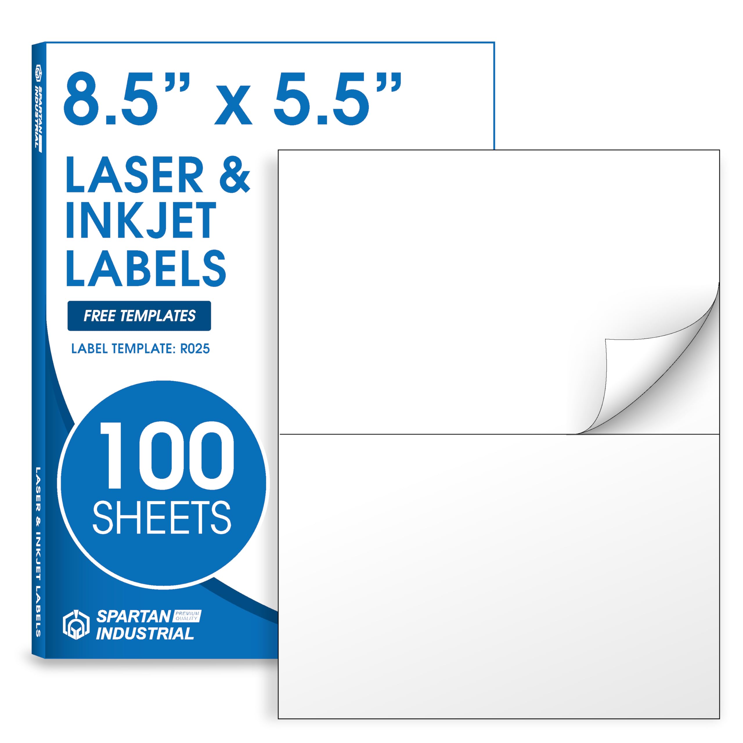 8.5" X 5.5" Printable Half-Sheet Shipping Labels for Inkjet and Laser Printers - 100 Sheets, 200 Custom Stickers for Mailing, Packages, and Address