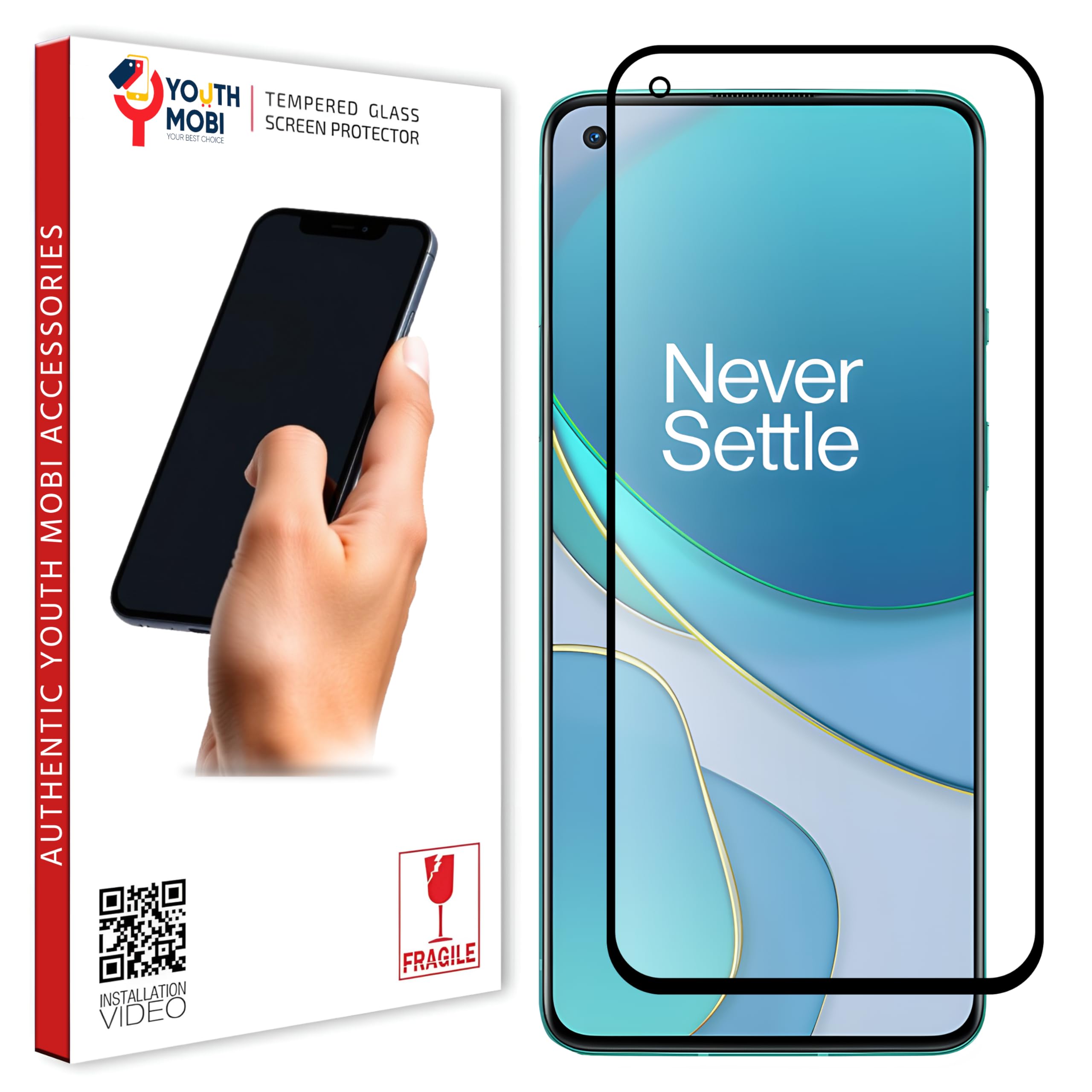 Tempered Glass Screen Protector Compatible For Oneplus 8T / Oneplus 9 (Black) Edge To Edge Coverage With Easy Installation Kit For Cellphone-image-31