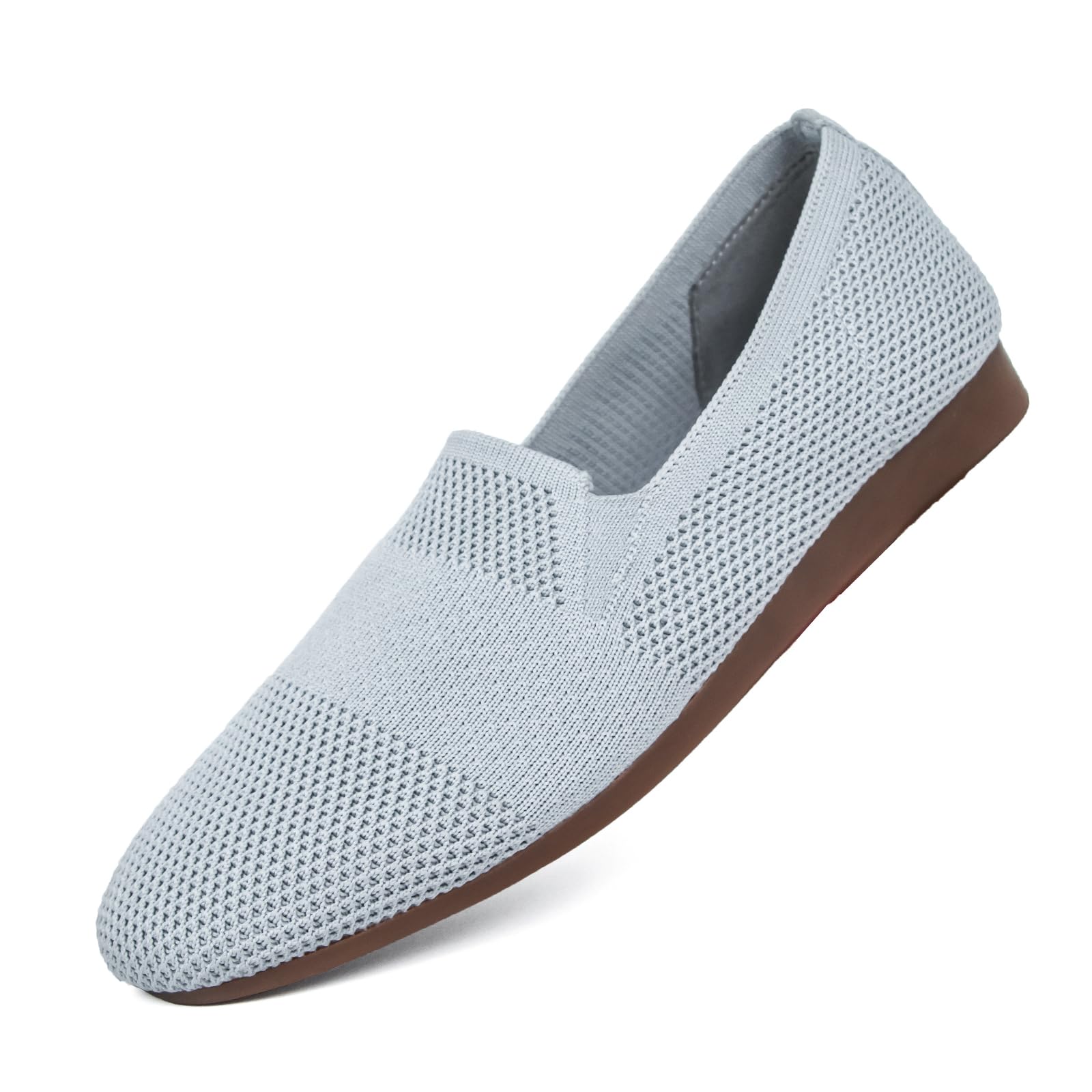 Puxowe Damen Ballerina Slip On Strick Kleid Flache Schuhe Pu