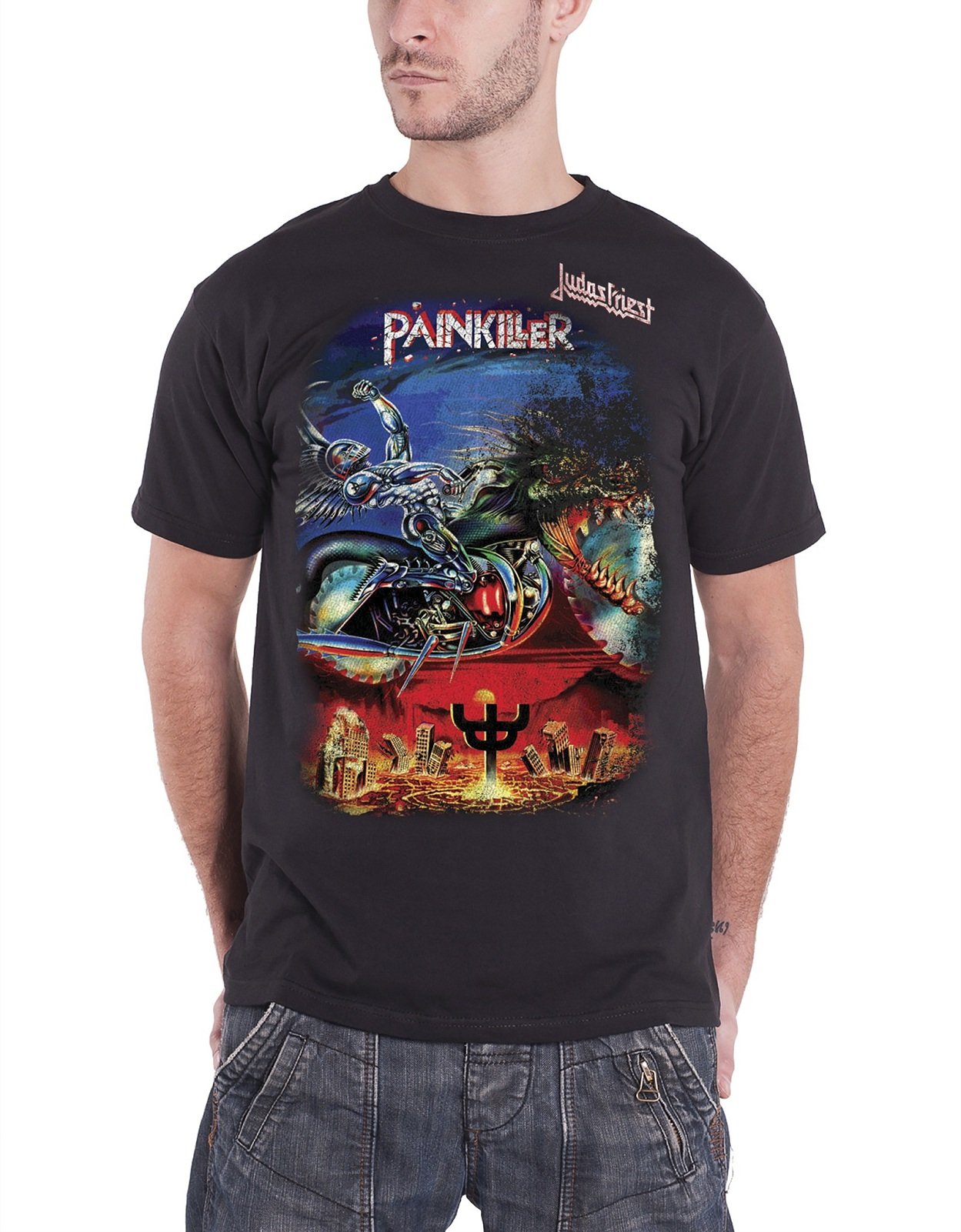 Judas Priest Men's Painkiller Regular Fit Round Collar Short Sleeve T-Shirt, Black, XX-Large