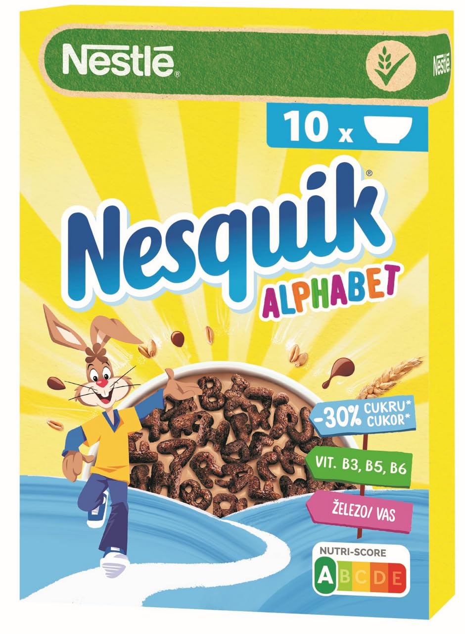 Nestlé NESQUIK ABC Céréales pour petit-déjeuner au cacao, 12 x 325 g (3,9 kg)