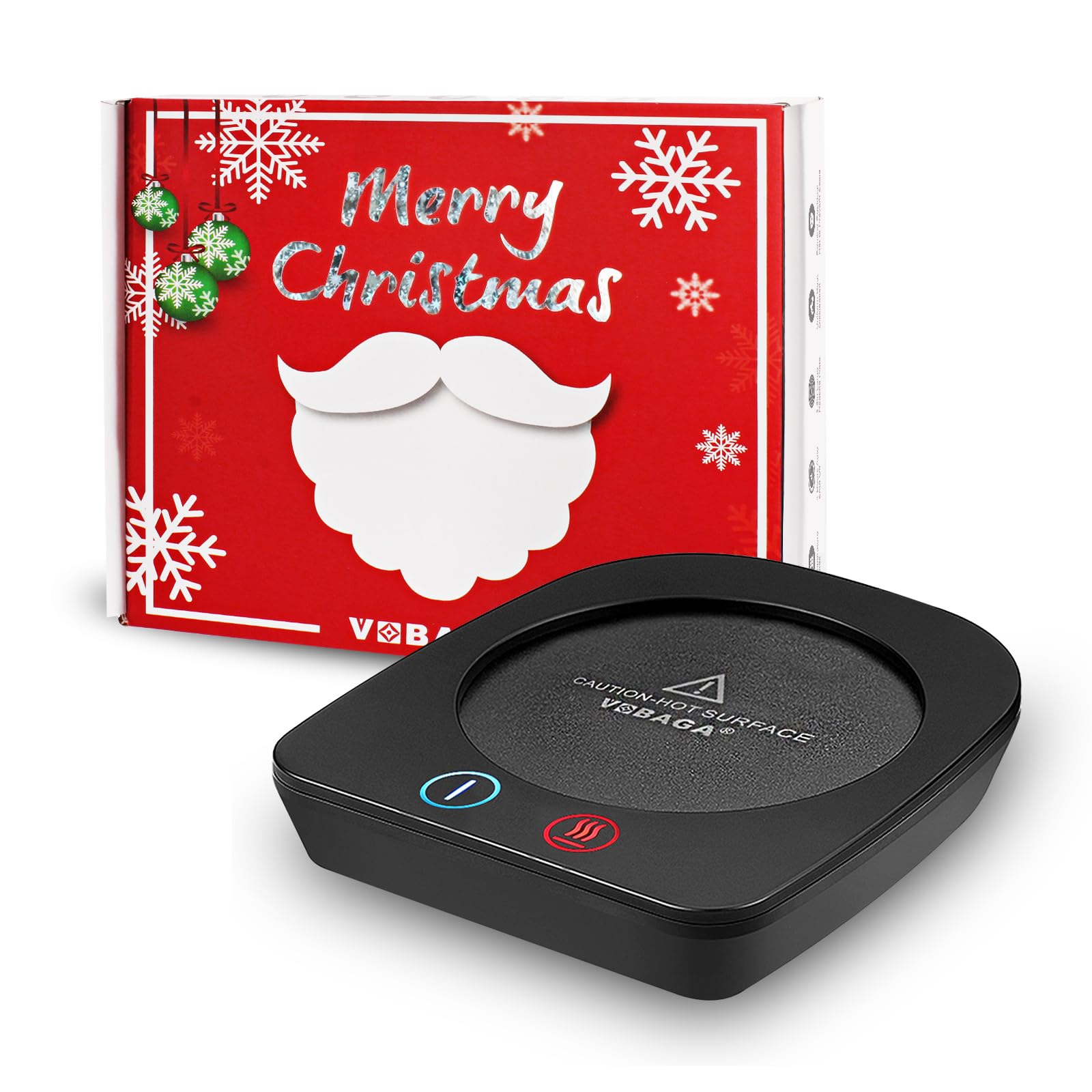 VOBAGA Coffee Mug Warmer&amp;Cup Warmer for Office Desk Use Gift, Electric Beverage Warmer with Three Temperature Settings, Coffee Warmer for Cocoa Tea Milk with Auto Shut Off(NO Cup) (X-MAS Package)