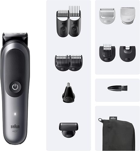 Braun Series 7 All-in-One Grooming Kit for Men, AIO7545, Grey - 12-in-1 MultiGroom Beard Trimmer, Hair Clipper & Body Shaver, ProBlade, AutoSense, SkinGuard, Waterproof, 120 min Cordless Use - 6