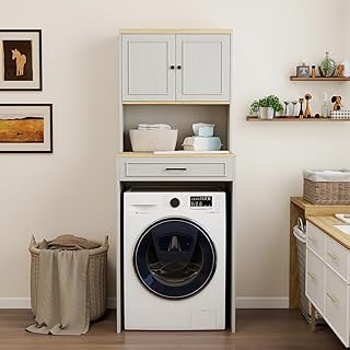 Washer Dryer Countertop with Shelf, Laundry Room Storage ...