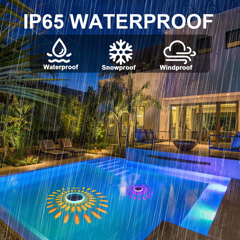 2 Stück Poolbeleuchtung Unterwasser Solar, IP67 Wasserdicht Teichbeleuchtung Solar Pool Licht mit Fernbedienung, 12 Farbmodi, Timer für Whirlpool, Schwimmbad, Badewanne Deko