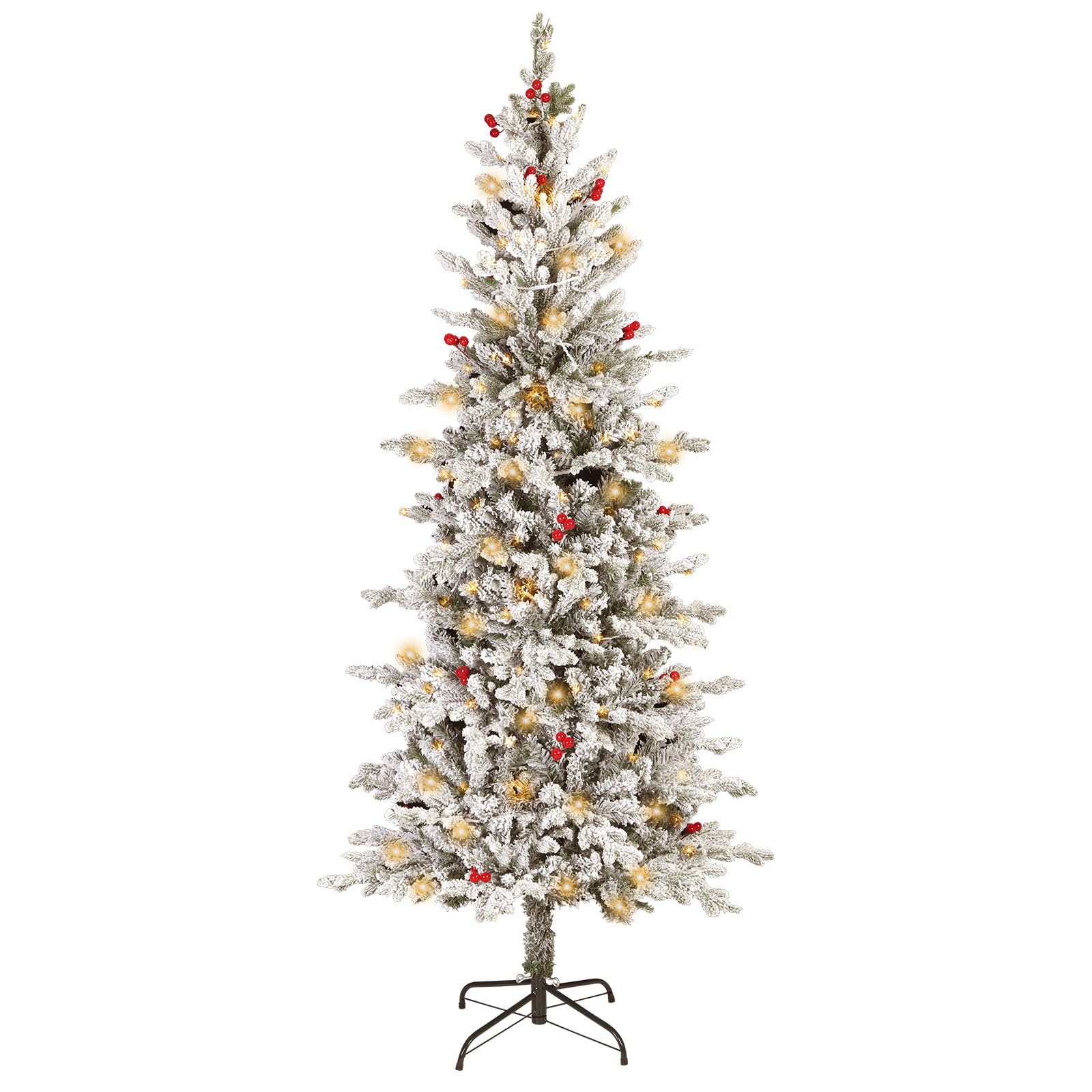 Albero di Natale artificiale preilluminato da 185 cm, albero di Natale a matita sottile con 200 luci LED bianche e calde, punte dei rami, decorazione natalizia per interni, esterni, casa e ufficio.