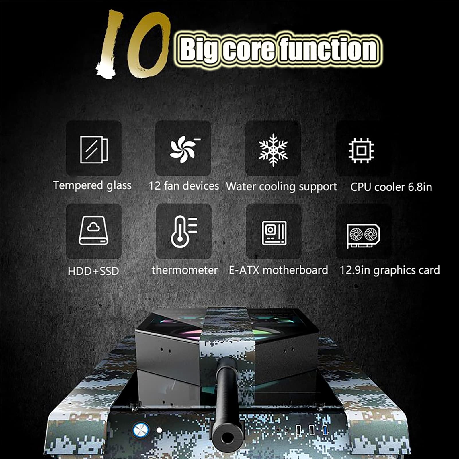 Buy EEKBNEJQ Tank Computer Case Gaming Tank Pc case MidTower ATX Case