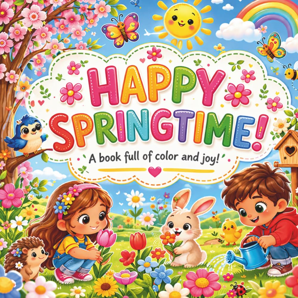 Happy Springtime: 40 Sweet and Cozy Illustrations for a Joyful Coloring Experience. Perfect for Kids, Teens and Adults.