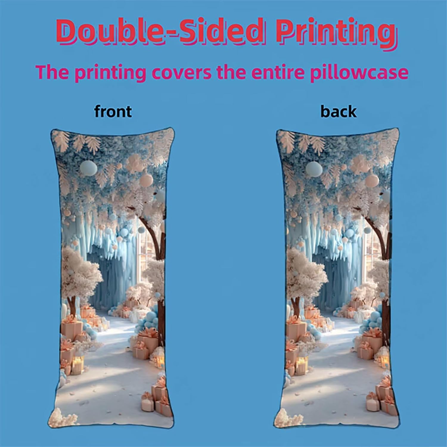 Tree Body Pillow Cover, Gift Long Pillow Cases with Hidden Zipper, Waterproof Linen Cushion Covers, Double-Sided Printing, Outdoor Cushion Covers for Bedroom Spring Room Decor 58x16in K-1495