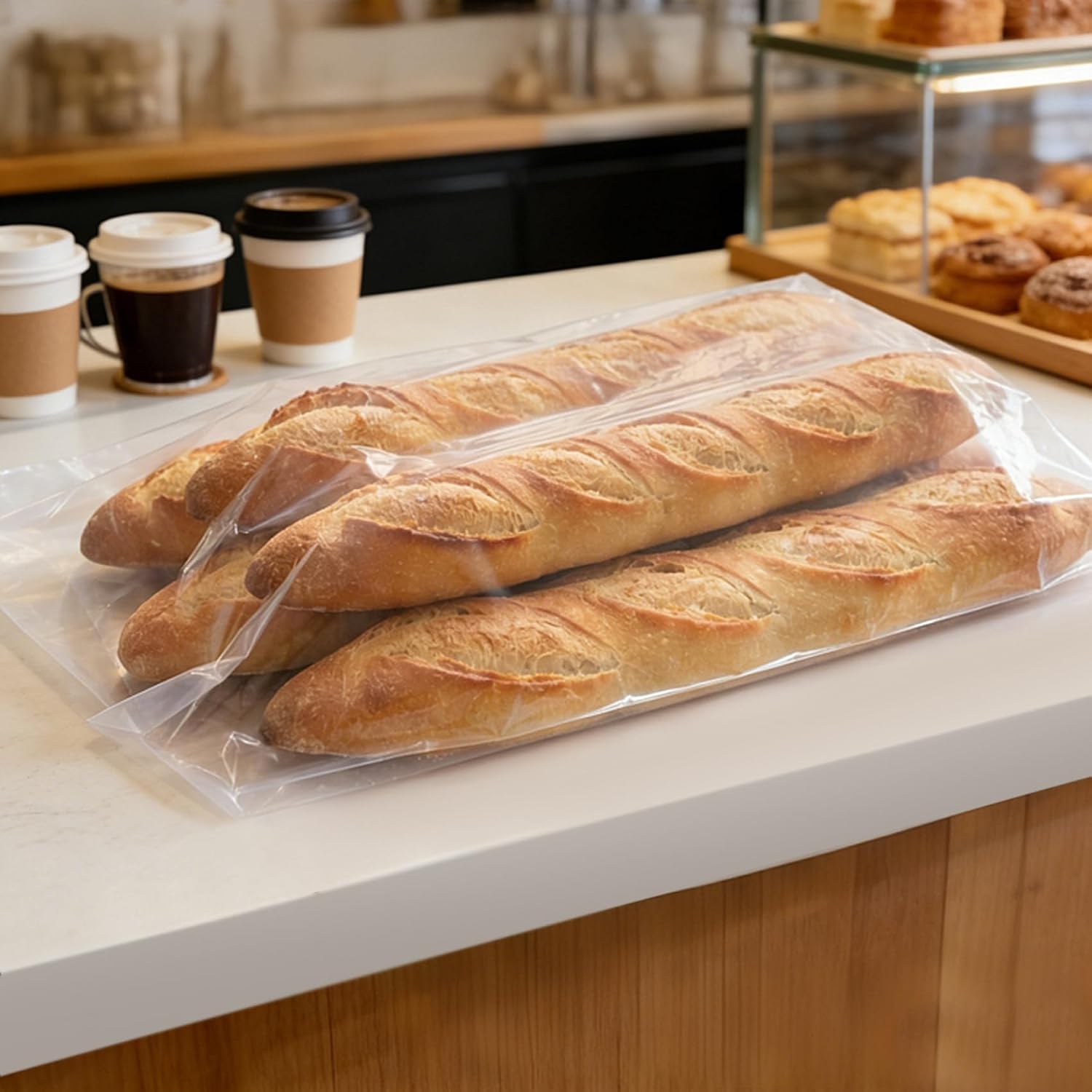 18x24 Inches Clear Plastic Bags for Packaging, 50 Pieces Flat Open Clear Poly Bags for Proofing Bread, Dough and Storage (Ribbon NOT Included)