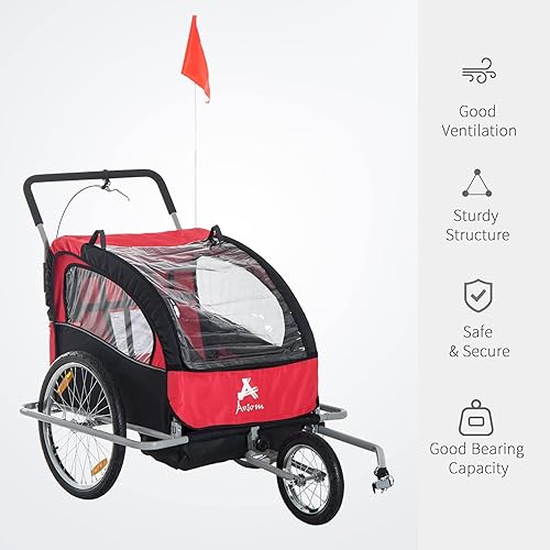 Vista 3 de Aosom Elite 2 en 1 - Remolque doble de bicicleta para niños/carriola tipo Jogger