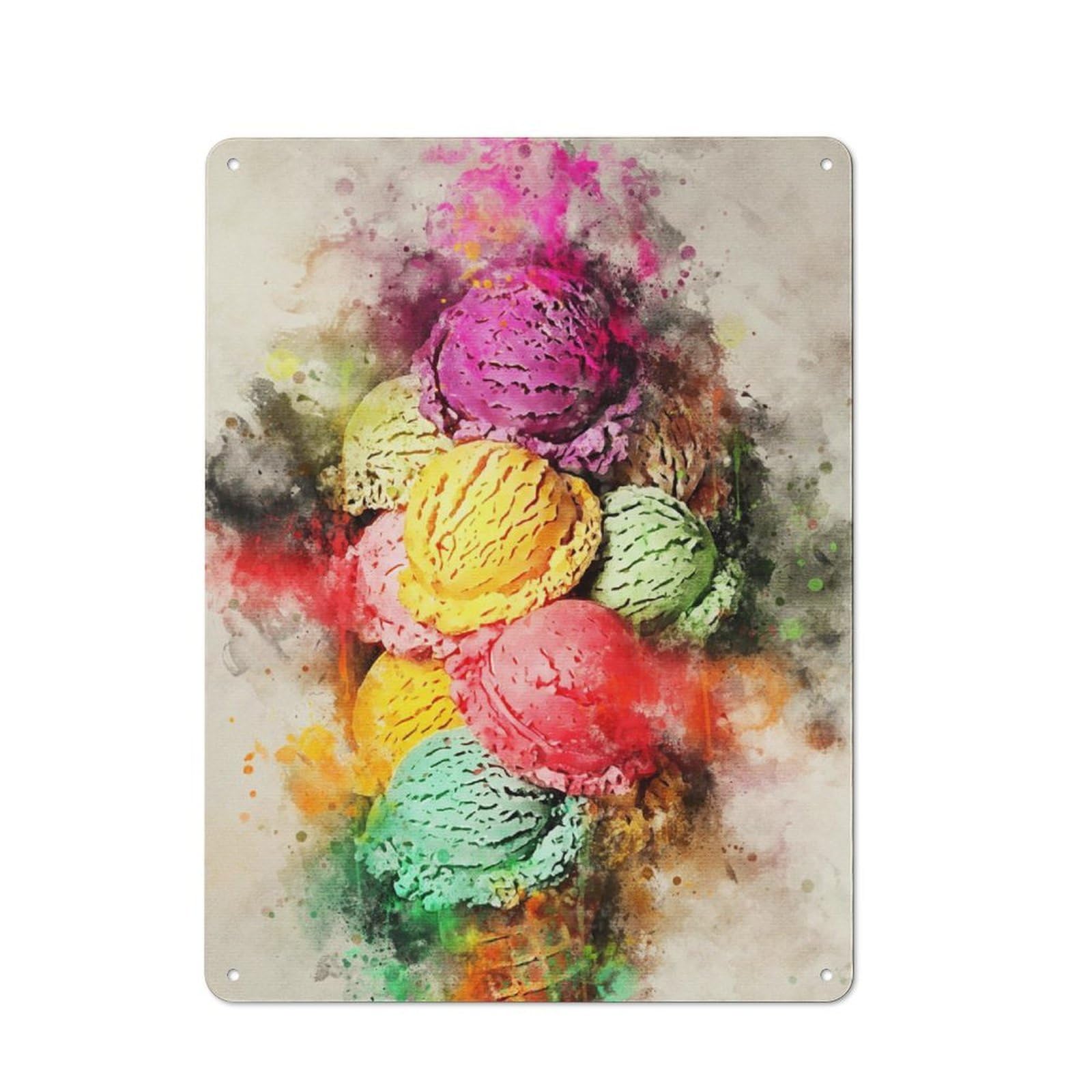 Junmoney Es Cream 40X30cm Retro Tin Wall Plaque With For Pub Or Café, A Winter Wall Decor Update For Café Interior Fans