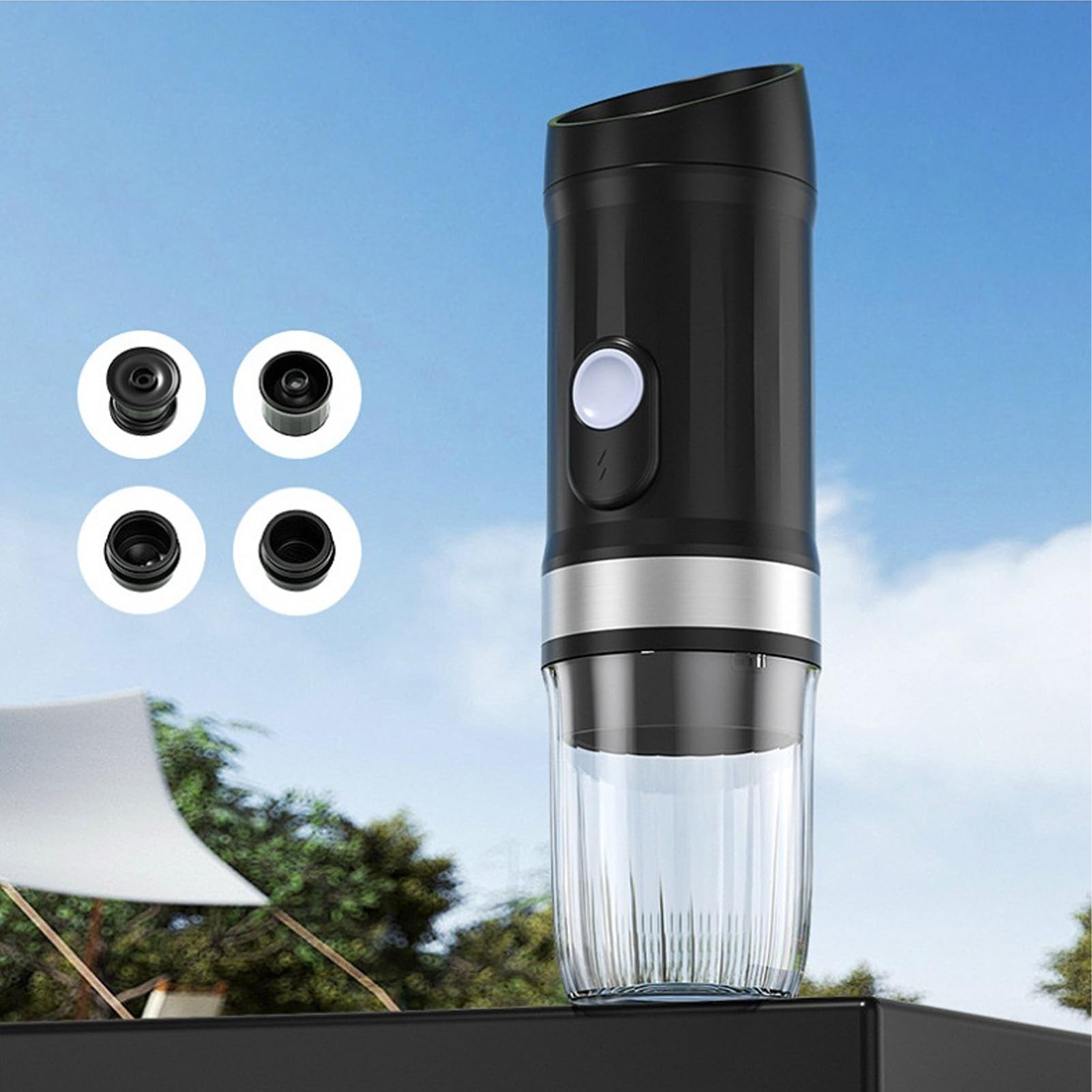 Macchina per Espresso Portatile 3 in 1, Caffettiera Elettrica Ricaricabile 20 Bar con Riscaldamento Autonomo Rapido, Compatibile con Capsule e caffè Macinato per gite, lavoro, campeggio (Nera)