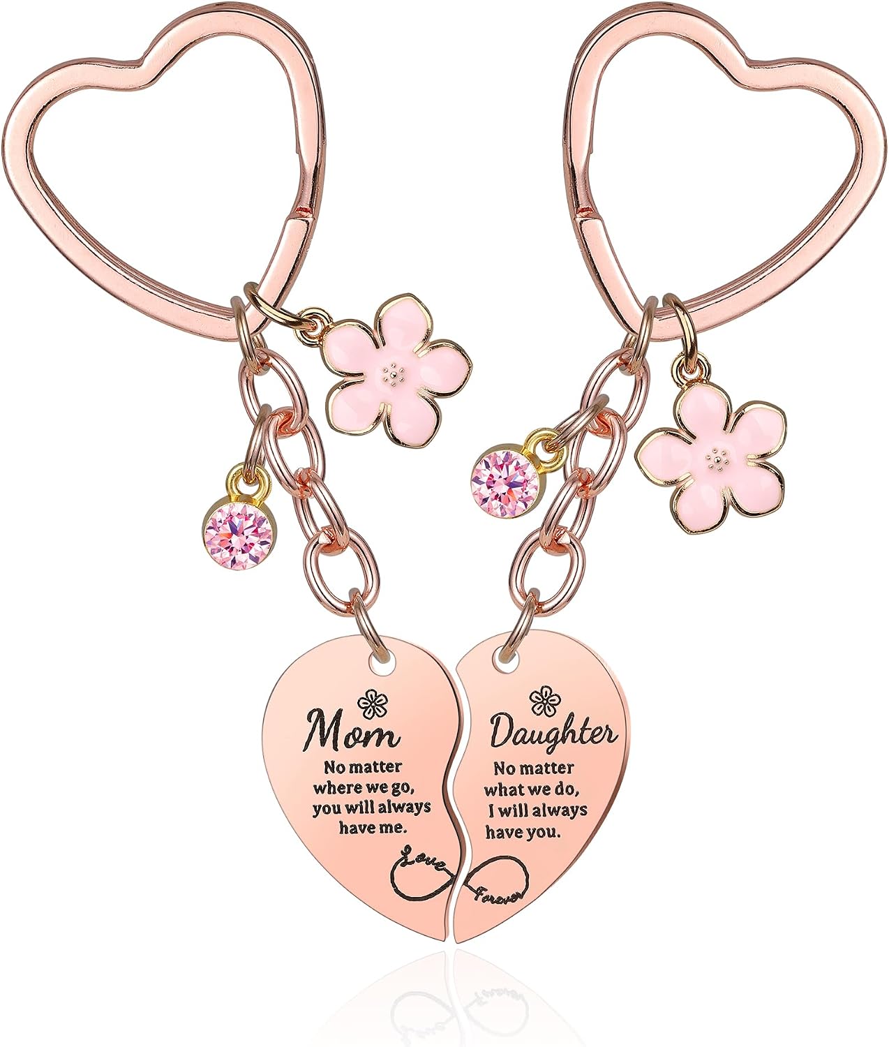 2Pcs Mother Daughter Heart Matching Keyring Keychain Set Gifts For Mom Christmas Mothers Day Gifts from Daughter