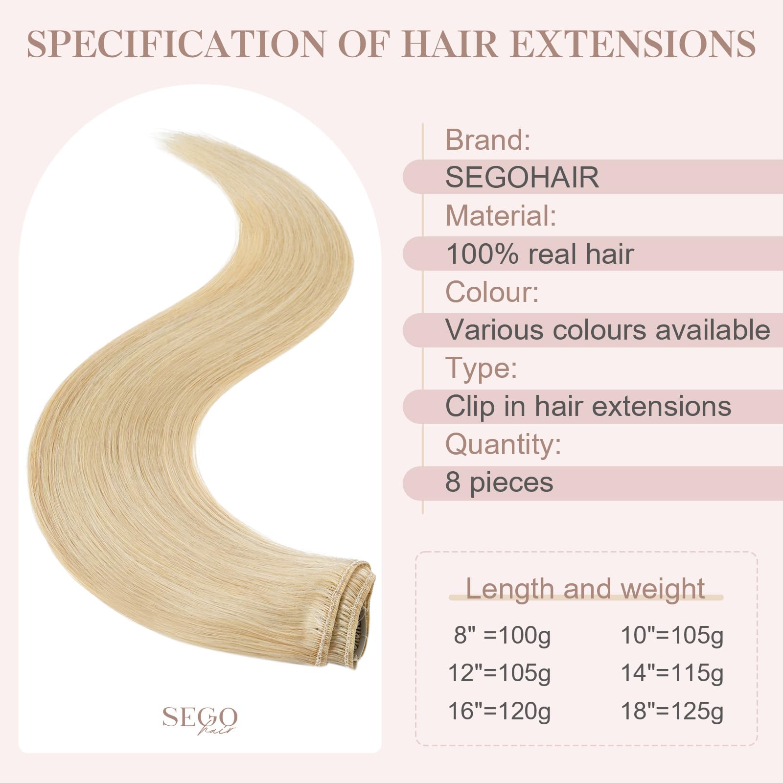 SEGOHAIR 8 PCS Hair Extensions Clip in Real Human Hair, 10 inch Thin Full Head Human Hair Extensions Straight - Golden Blonde(50g) - Image 4