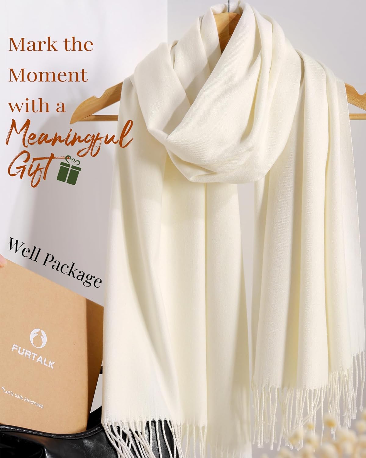FURTALK Scarf for Women Winter Pashmina Shawl and Wraps Cashmere Feel Scarves for Evening Dresses Wedding Party - Image 5