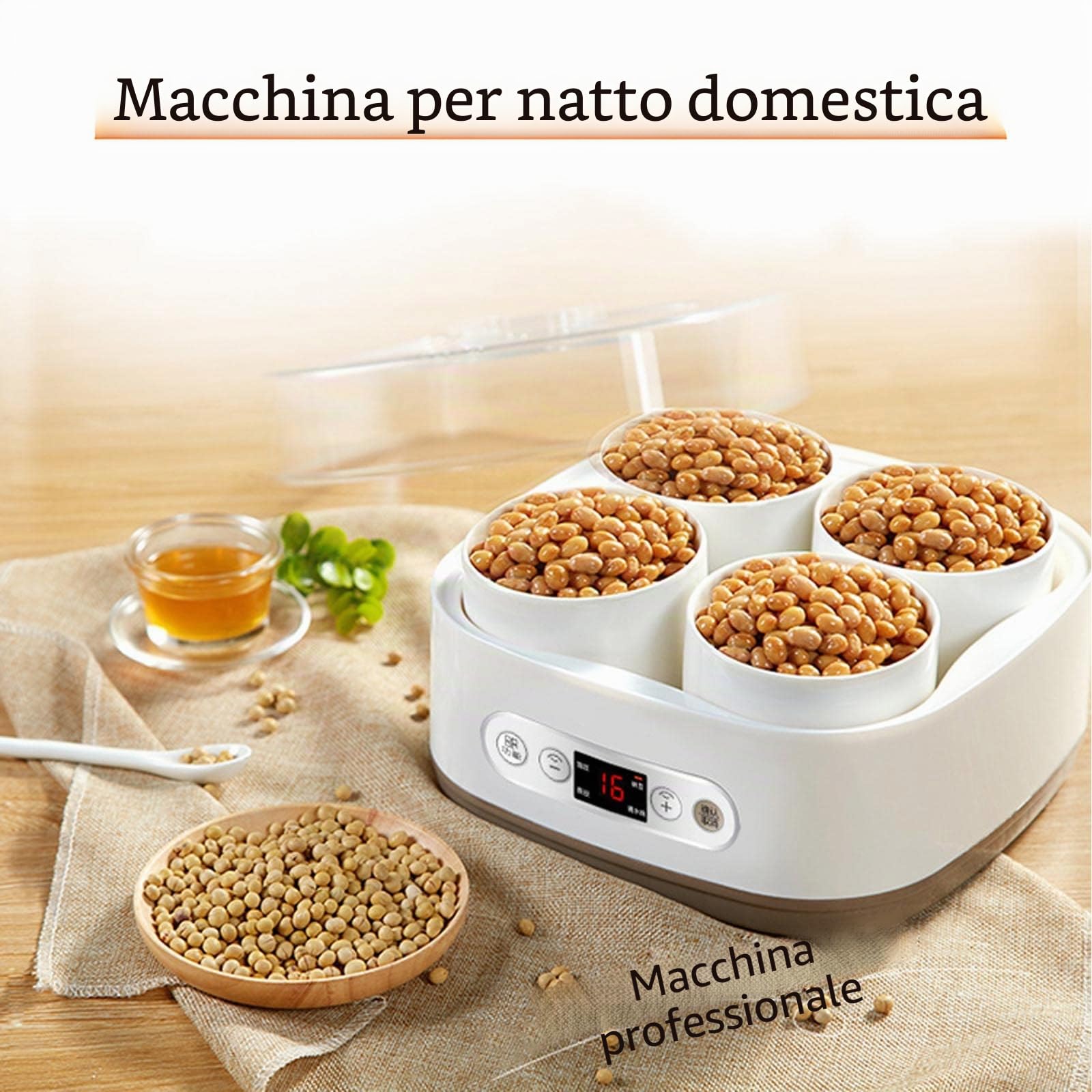 Tempeh, macchina per yogurt e natto con contenitore in ceramica, apparecchio intelligente per stufato a vapore da 1,5 l per una perfetta fermentazione in cucina