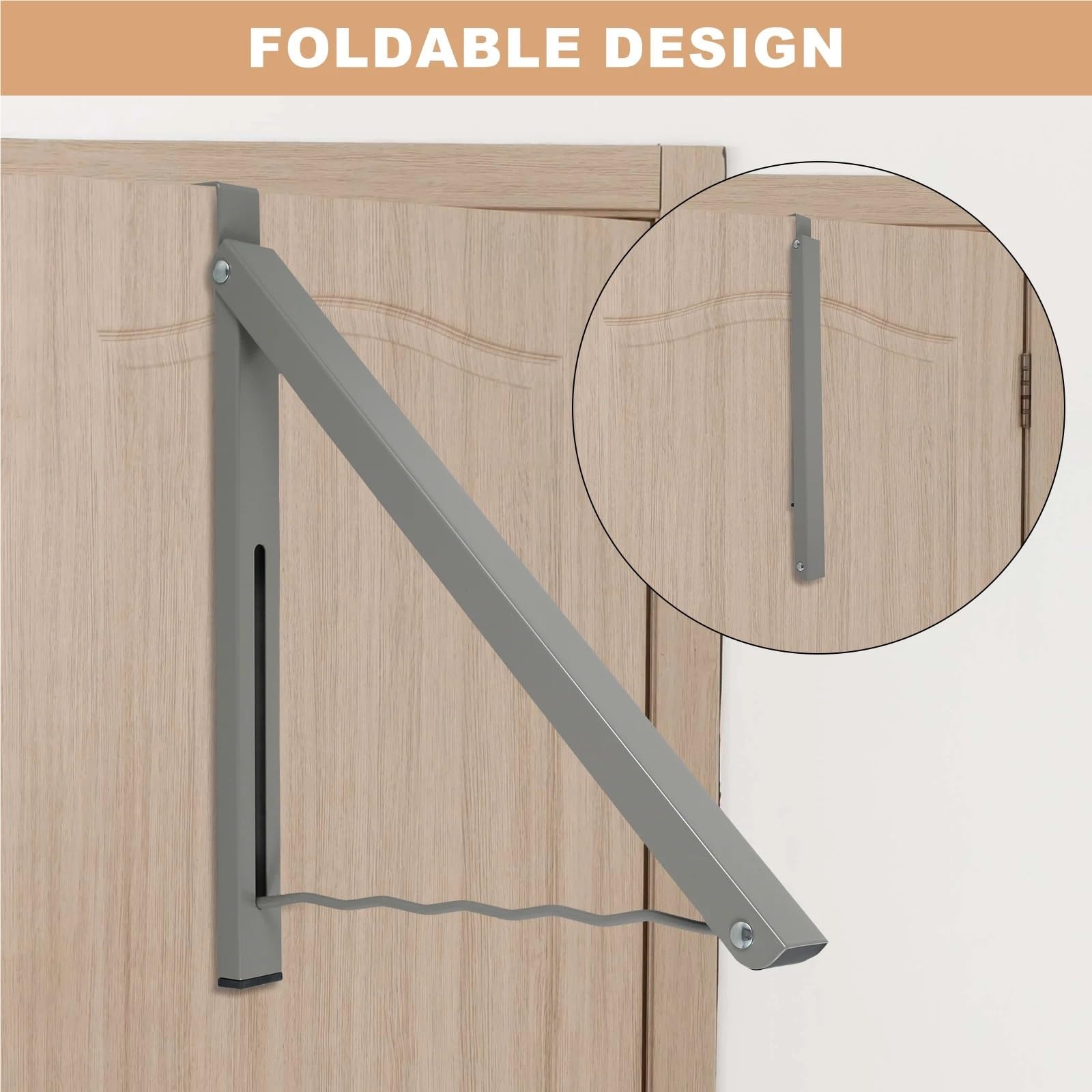 Gancho para puerta Ganchos for colgar sobre la puerta, colgador de acero inoxidable sin perforaciones, organizador for dormitorio, abrigo, sombrero, plegable, 2 uds(White)
