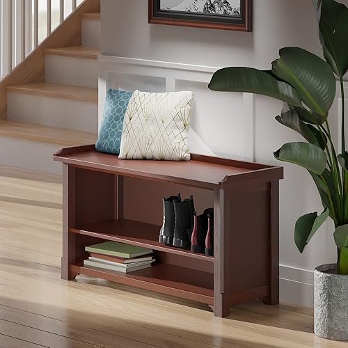 Miniatura 10 de Banco de almacenamiento de nogal con cestas de tela Winsome Verona Madera Nogal Antiguo