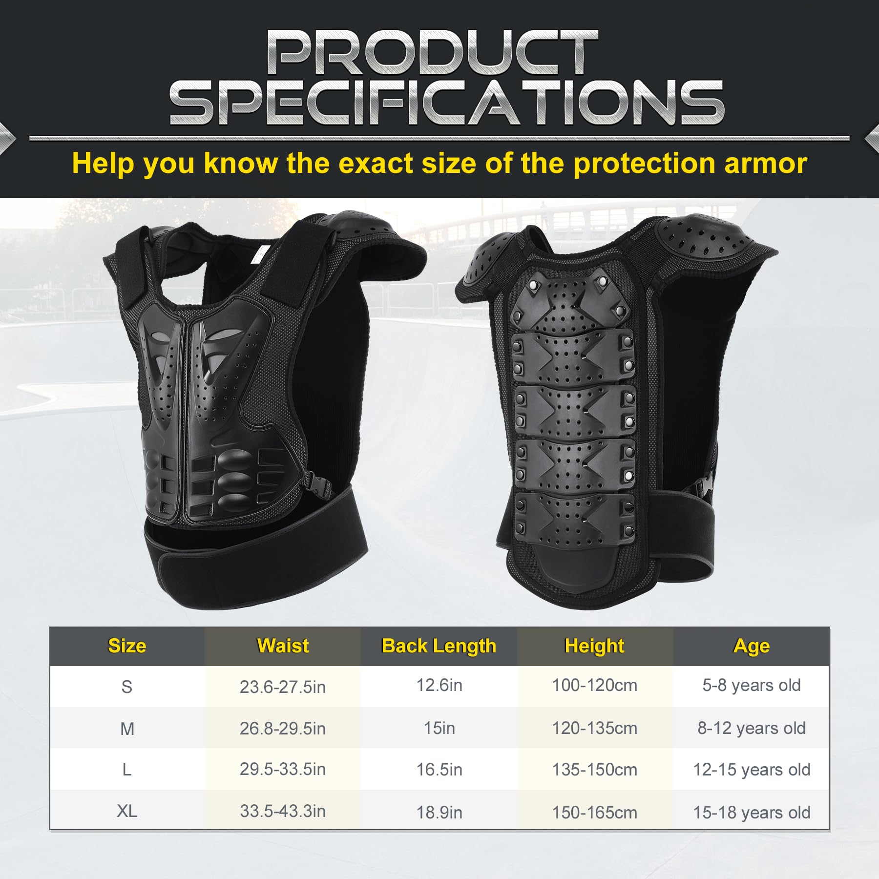 Gilet Protettivo Per Bambini - Protezione Torace E Schiena Per Ciclismo, Pattinaggio, Motocross - Taglia M - Foto 12