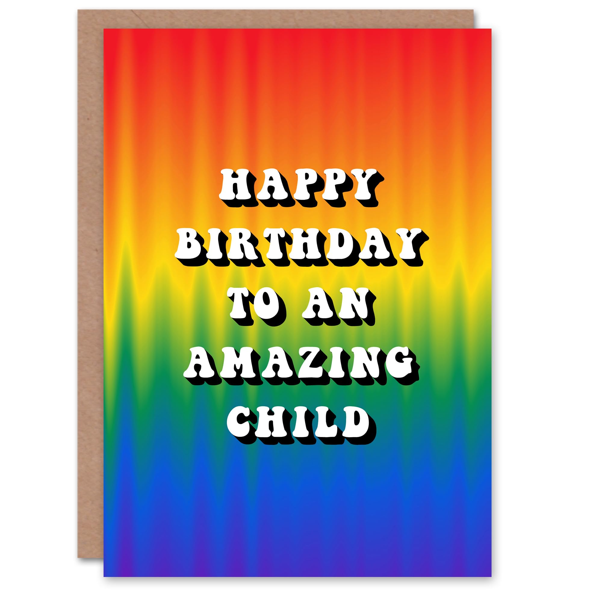 Artery8 Happy Birthday to an Amazing Child Trippy Psychedelic Pride Hippie Rainbow Non Binary Gender Neutral Card