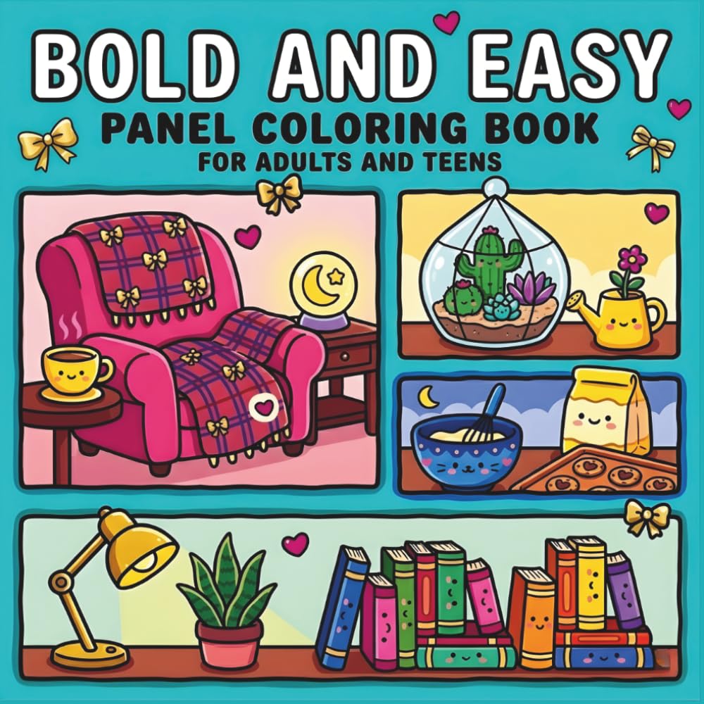 Bold and Easy Panel Coloring Book for Adults and Teens