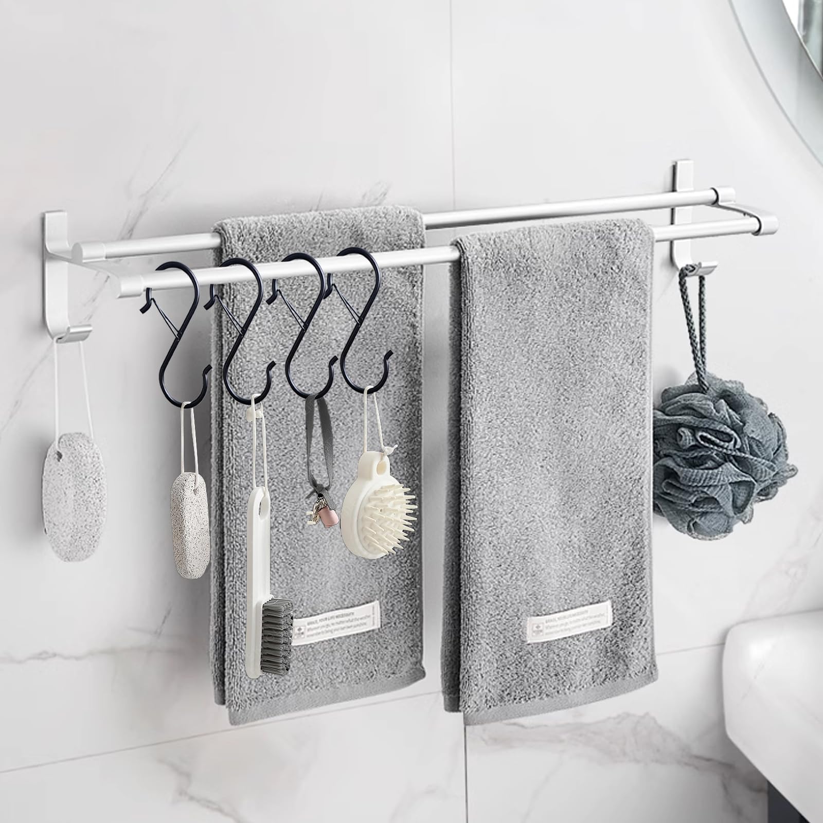 Ganci A S In Metallo - 10 Pezzi Argentati - Per Appendere Pentole, Tazze E Oggetti - Design Antifcaduta E Multifunzione - Foto 2