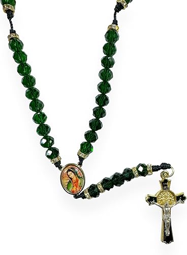 Miniatura 3 de San Jude y Nuestra Señora de Guadalupe Medalla Virgen Cuentas de Cristal Negro Rosario Collar Católico Regalo Religioso Virgen San Judas Rosario