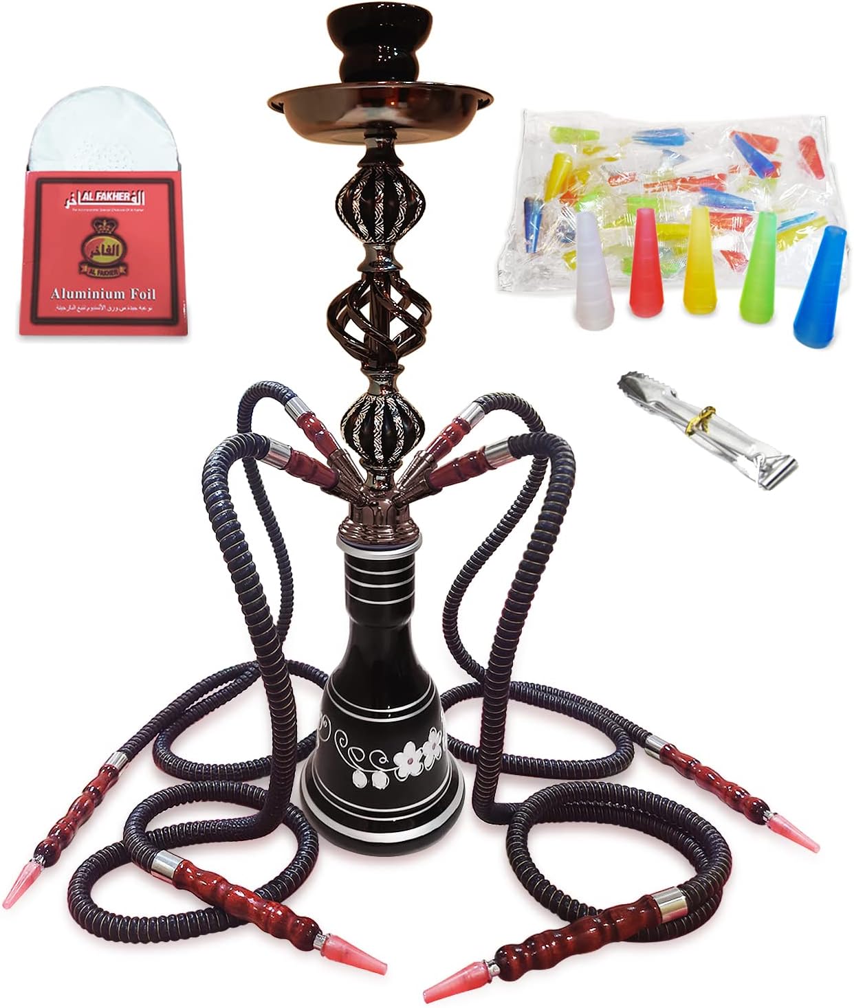 22" Premium 4 Hose Hookah Set Shisha Hookah Kit Complete