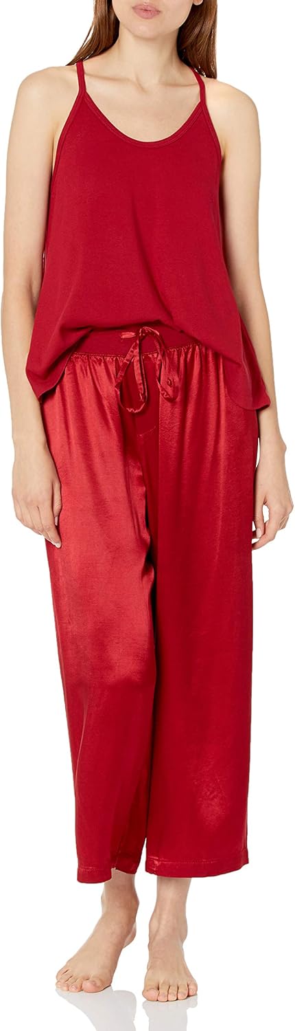 PJ Harlow Women's Cami/Jolie Capri, Camisole Top with Satin Capri Pants, Pajama Set