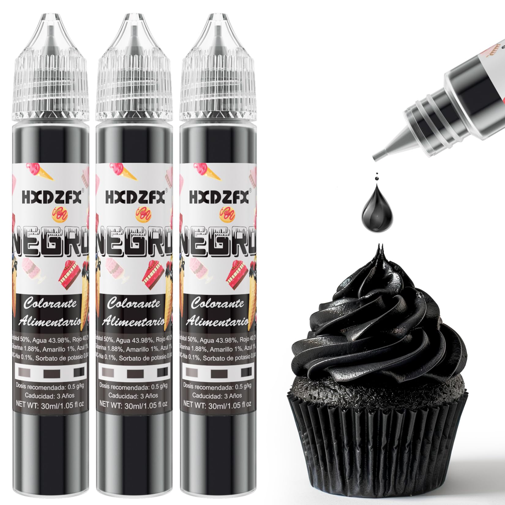Colorante Alimentario Rojo - 30ml×3 Botellas Colorante Alimentario Alta Concentración Liquid Set para Repostería, Decoración de Tartas, Caramelos, Bebidas, Macarons — view 18