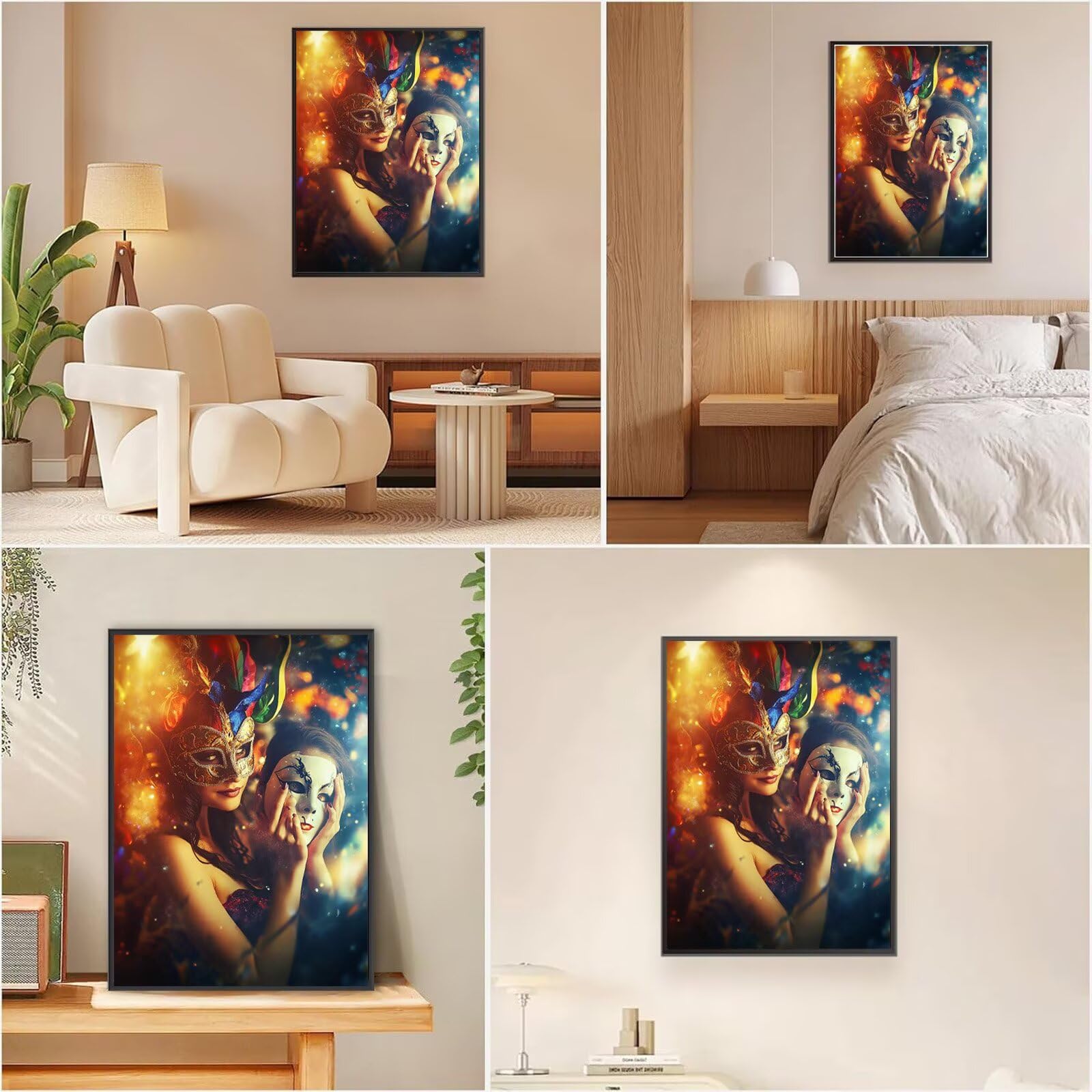Maske Diamond Painting Frau Diamond Painting Eckige Steine 80x120cm, 5D Vollbohrer Diamanten Kinder Bastelset, DIY Set Erwachsene Kreativ Set für Erwachsene für Zimmer Wand Deko, Geschenke, Model732