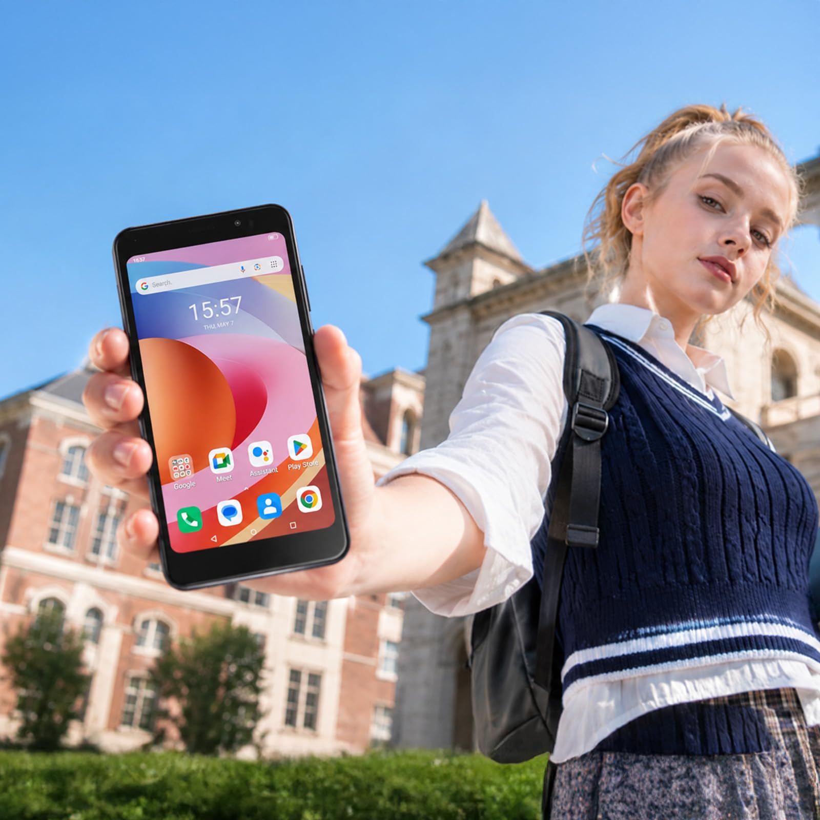 AGM Note N2 Smartphone Android 16 Go, Mini Handy Ohne Vertrag | 4,96 Zoll Display, 3000 mAh Akku, 3GB+32GB, ultradünnes Gehäuse für Schülerhandy, 4G Dual SIM/5MP/IP54/GPS/blau