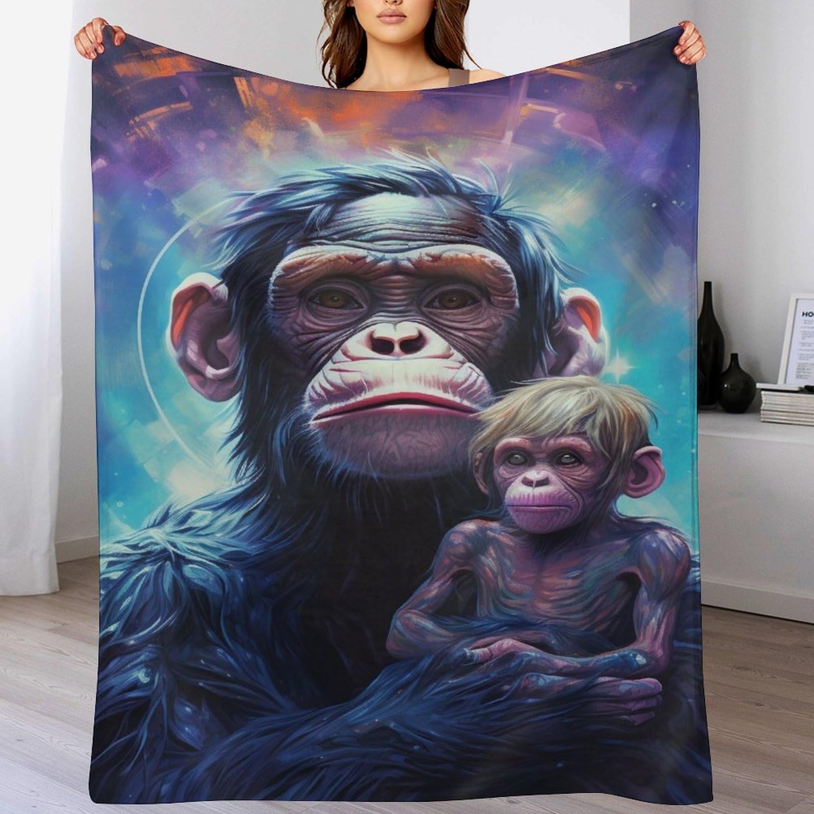 Couverture polaire singe 180x200 pour un canapé cosy et chaleureux