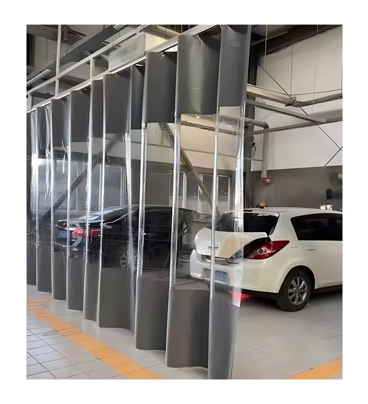 Rideaux de séparation extérieurs gris en vinyle résistant pour garage