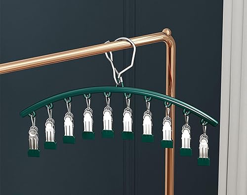 Miniatura 8 de Organizador de leggings para armario, colgador de metal para pantalones de yoga con revestimiento de goma, paquete de 5 con 10 clips para 50